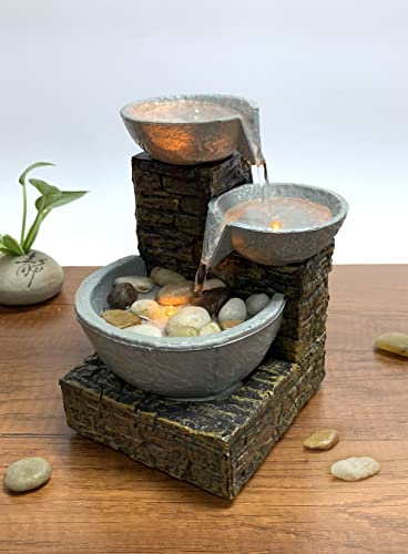 Nature's Mark Cascading Bowl and Brick LED Fountain (Adapter Included Free)