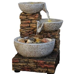 Nature's Mark Cascading Bowl and Brick LED Fountain (Adapter Included Free)