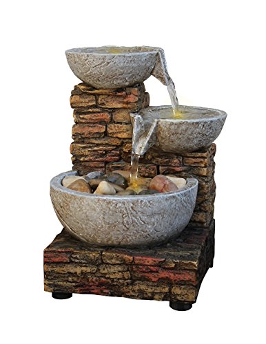 Nature's Mark Cascading Bowl and Brick LED Fountain (Adapter Included Free)