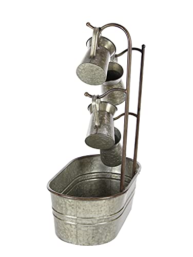 Deco 79 Metal Fountain with Watering Cans, 24" x 13" x 34", Gray