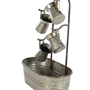 Deco 79 Metal Fountain with Watering Cans, 24" x 13" x 34", Gray