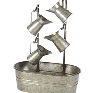 Deco 79 Metal Fountain with Watering Cans, 24" x 13" x 34", Gray