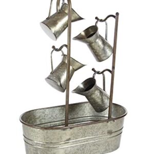 Deco 79 Metal Fountain with Watering Cans, 24" x 13" x 34", Gray