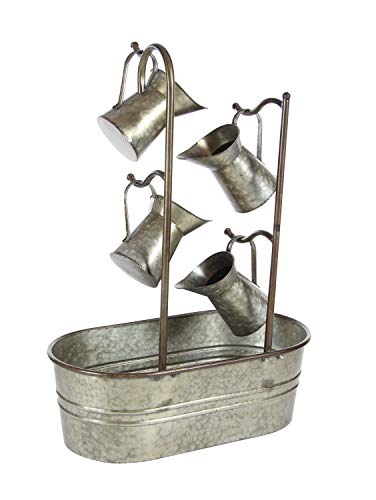 Deco 79 Metal Fountain with Watering Cans, 24" x 13" x 34", Gray