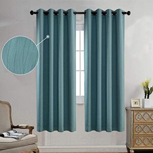 miuco blackout curtains room darkening curtains textured grommet curtains for window treatment 2 panels 52x63 inch long teal