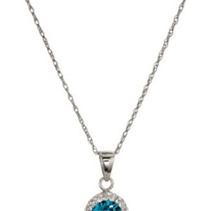 Amazon Collection Sterling Silver Crystal Halo Pendant Necklace, 18"