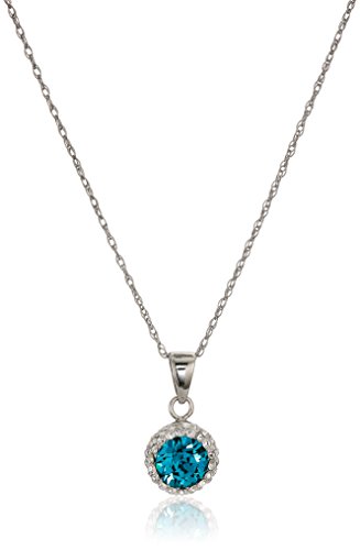 Amazon Collection Sterling Silver Crystal Halo Pendant Necklace, 18"