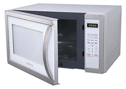 Farberware Countertop Microwave 1000 Watts, 1.1 cu ft - Microwave Oven With LED Lighting and Child Lock - Perfect for Apartments and Dorms - Easy Clean White, Platinum