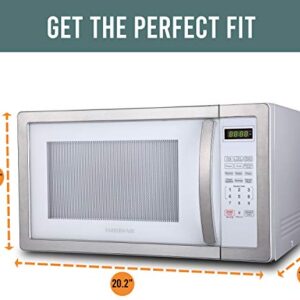 Farberware Countertop Microwave 1000 Watts, 1.1 cu ft - Microwave Oven With LED Lighting and Child Lock - Perfect for Apartments and Dorms - Easy Clean White, Platinum