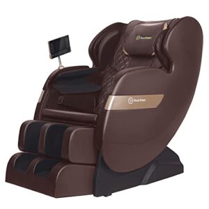 real relax 2023 massage chair of dual-core s track, full body massage recliner of zero gravity with app control, brown