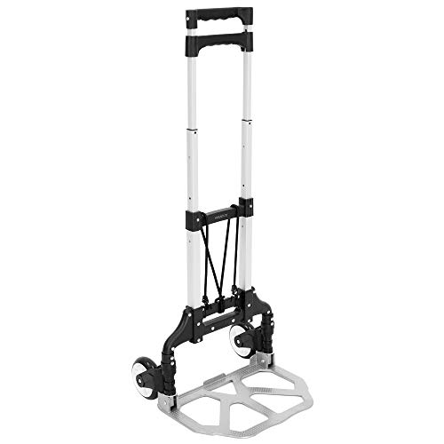 Mount-It! Folding Hand Truck and Dolly, 165 lb Capacity Heavy-Duty Luggage Trolley Cart with Telescoping Handle and Rubber Wheels