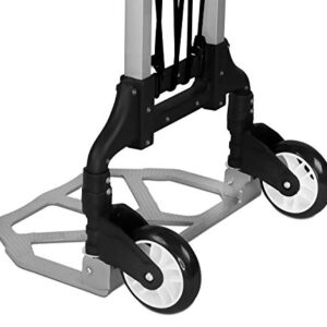 Mount-It! Folding Hand Truck and Dolly, 165 lb Capacity Heavy-Duty Luggage Trolley Cart with Telescoping Handle and Rubber Wheels