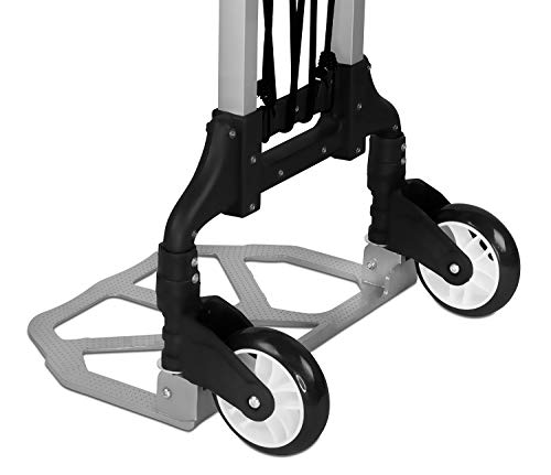 Mount-It! Folding Hand Truck and Dolly, 165 lb Capacity Heavy-Duty Luggage Trolley Cart with Telescoping Handle and Rubber Wheels