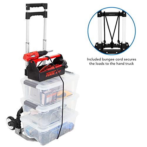 Mount-It! Folding Hand Truck and Dolly, 165 lb Capacity Heavy-Duty Luggage Trolley Cart with Telescoping Handle and Rubber Wheels