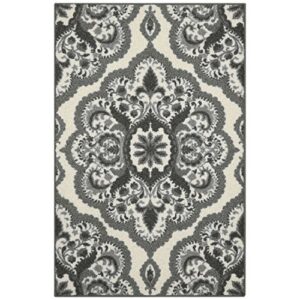 maples rugs vivian medallion kitchen rugs non skid accent area carpet [made in usa], 2'6 x 3'10, grey