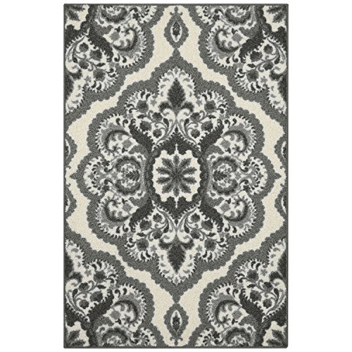 Maples Rugs Vivian Medallion Kitchen Rugs Non Skid Accent Area Carpet [Made in USA], 2'6 x 3'10, Grey