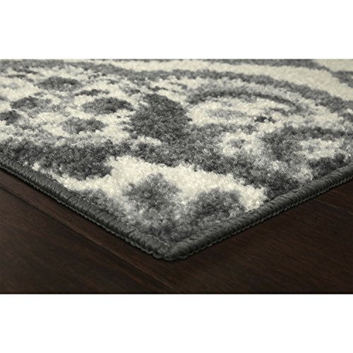 Maples Rugs Vivian Medallion Kitchen Rugs Non Skid Accent Area Carpet [Made in USA], 2'6 x 3'10, Grey