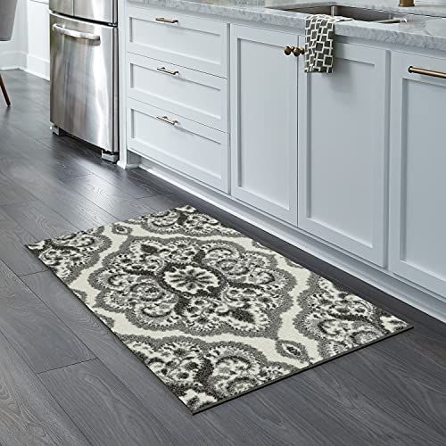 Maples Rugs Vivian Medallion Kitchen Rugs Non Skid Accent Area Carpet [Made in USA], 2'6 x 3'10, Grey