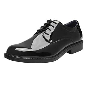 bruno marc men's downing-02 black pat leather lined dress oxford shoes classic lace up formal size 8.5 m us
