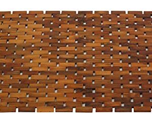 Bare Decor Kuki Spa Mosaic Shower Mat in Solid Teak Wood, 30" x 20", Brown