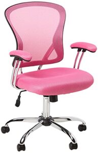 osp home furnishings juliana mesh back and padded mesh seat adjustable task chair with padded arms and chrome accents, pink