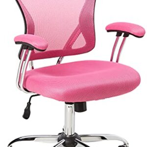 OSP Home Furnishings Juliana Mesh Back and Padded Mesh Seat Adjustable Task Chair with Padded Arms and Chrome Accents, Pink