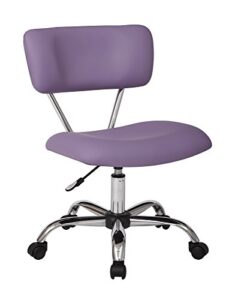 osp home furnishings vista faux leather seat and back task chair with chrome accents, purple