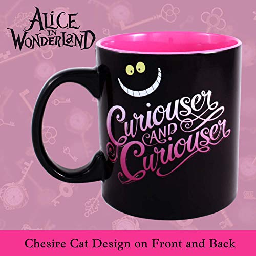 Silver Buffalo Disney Alice in Wonderland Cheshire Cat Curiouser and Curiouser Heat Reveal Ceramic Mug, 20 Ounces