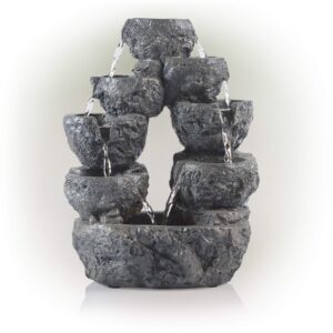 Alpine Corporation WIN1140 Cascading Fountain, 10" L x 7" W x 14" H, Gray