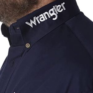 Wrangler mens Western Logo Two Pocket Long Sleeve Button Down Shirt, Navy, Large US