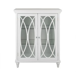 elegant home fashions 32" h florence double door floor cabinet with 2 adjustable tempered glass shelves