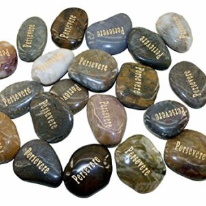 OEN Wholesale Inspirational Word River Stones Etched Bulk Lot 40pcs Big Stones Persevere