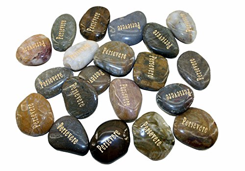 OEN Wholesale Inspirational Word River Stones Etched Bulk Lot 40pcs Big Stones Persevere