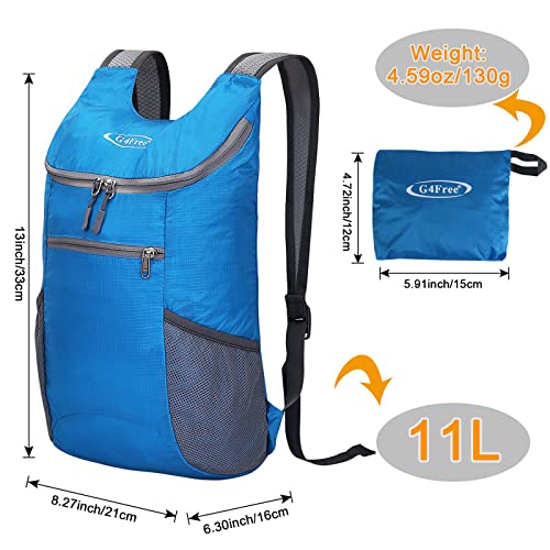 G4Free Lightweight Packable Hiking Backpack for Men Women Small Hiking Daypacks Foldable Shoulder Pack Casual Outdoor Bag 11L