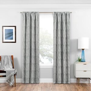 eclipse naya mid century modern blackout thermal rod pocket window curtain for bedroom (1 panel), 37 in x 63 in, grey
