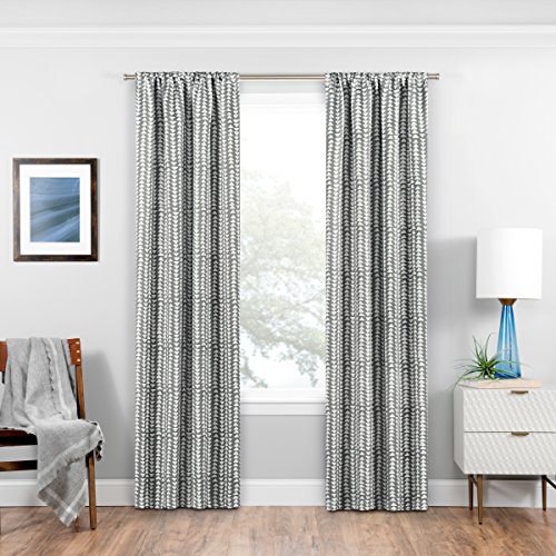 ECLIPSE Naya Mid Century Modern Blackout Thermal Rod Pocket Window Curtain for Bedroom (1 Panel), 37 in x 63 in, Grey