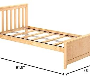 Max & Lily Twin Bed, Wood Bed Frame with Headboard For Kids, Slatted, Natural