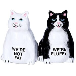 pacific giftware fluffy fat cats ceramic magnetic salt and pepper shaker set