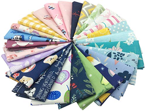 longshine-us 25pcs 12 Inch x 12 Inch No Repeat Design Premium Cotton Craft Fabric Bundle Squares Patchwork Lint DIY Sewing Scrapbooking Quilting Dot Pattern Artcraft