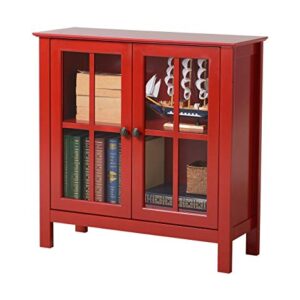 American Furniture Classics OS Home and Office Accent and Display Cabine Glass Door Cabinet, Red Paint