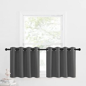 nicetown kitchen blackout window curtains over sink - thermal insulated home decor small blackout grommet winow tiers for short window (52w by 24l + 1.2 inches header, grey, 2 panels)