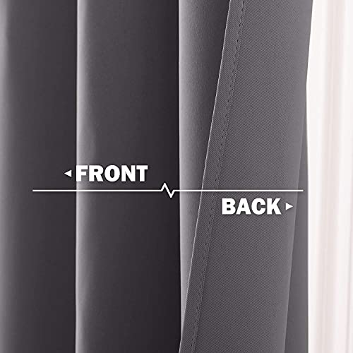 NICETOWN Kitchen Blackout Window Curtains Over Sink - Thermal Insulated Home Decor Small Blackout Grommet Winow Tiers for Short Window (52W by 24L + 1.2 inches Header, Grey, 2 Panels)