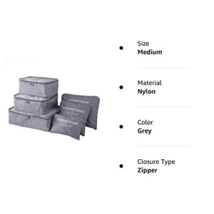 M-jump 6 Set Travel Storage Bags Multi-functional Clothing Sorting Packages, Travel Packing Compression Pouche, Luggage Organizer Pouch (grey)