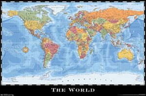 trends international world map wall poster 22.375" x 34"
