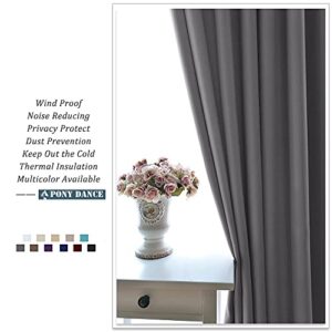 PONY DANCE Grey Blackout Curtains - Thermal Insulated Grommet Curtain Panels Room Darkening for Kitchen/Bedroom Window Treatments Home Decoration, 42 Inches Wide by 45 Inches Long, 1 Pair