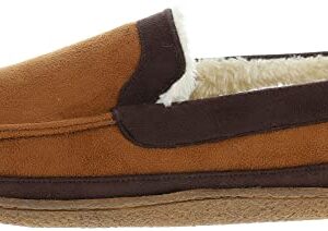 IZOD Men's Memory Foam Slipper, Classic Two-Tone Moccasin, (X-Large / 11-12, Tan)