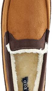 IZOD Men's Memory Foam Slipper, Classic Two-Tone Moccasin, (X-Large / 11-12, Tan)