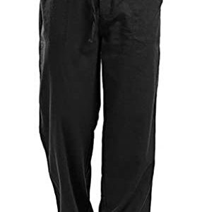 utcoco Qiuse Men's Casual Loose Fit Straight-Legs Stretchy Waist Beach Pants (X-Large, Black)