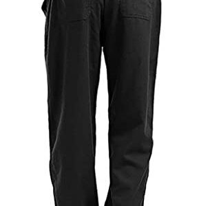 utcoco Qiuse Men's Casual Loose Fit Straight-Legs Stretchy Waist Beach Pants (X-Large, Black)