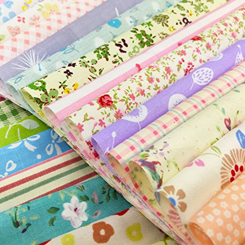 flic-flac Quilting Fabric Squares 100% Cotton Precut Quilt Sewing Floral Fabrics for Craft DIY (8 x 8 inches, 30pcs)